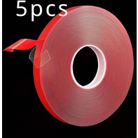 5Rolls Red Transparent Double-Sided Tape: Durable Seamless Tape That Is And Resistant to High Temperatures,for Securing Photos
