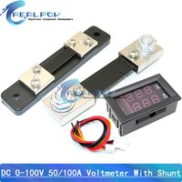 Mini Digital Voltmeter Ammeter DC 0-100V 50A 100A Amp Volt Voltage Current Meter Detector Tester 0.28" Dual LED Display Gauge