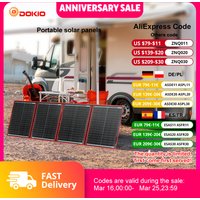 Dokio 160W Portable Foldable Solar Panel with 12V Controller Flexible Solar Panel for Family Camping Trip
