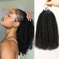 Kinky Curly Crochet Human Hair Extensions Curly Wigs Knotless Crochet Human Hair Bundles With String Remy Virgin Hair For Women
