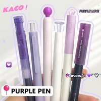 6 Pcs/Set Minimalist Purple Style Gel Pen Smooth Writing Quick-Drying 0.5mm Black Ink Pens for Student Office Writing Stationery