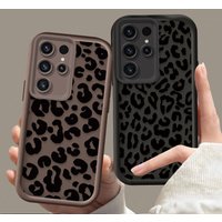 Leopard Print Pattern Silicone Case For Samsung Galaxy S24 S25 S23 Ultra S22 S21 Plus FE A36 A56 A26 A16 A06 A15 A25 A35 A55 5G