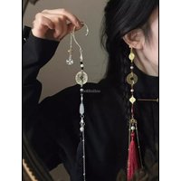 2026 improved traditional chinese retro long tassel earrings new chinese ancient style hanfu accessory cosplay clasp earrings