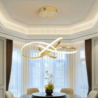 Modern Dimmable Chandelier Lighting Gold Chrome Black Ceiling Pendant Lamp for Dining Room Living Bedroom Diameter 60cm