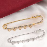 5pcs 50/60/70/75mm Rhinestone Brooch Safety Pins with 3/4/5 Loops for DIY Garment Blankets Skirts Knitted Fabric Crafts