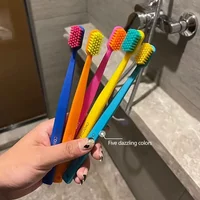 5 Pcs Candy Colored Soft Bristled Toothbrushes Accommodations Swiss Toothbrushes Colorful Couple Care Toothbrushes For Men Women