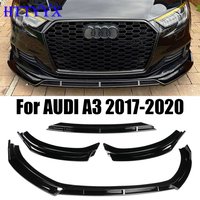 Dla Audi A3 8V QUATTRO Standard 2017 2018 2019 2020 Czarny Połysk Przedni Splitter Zderzaka Samochodowego Dyfuzor Body Kit Spoiler Osłona