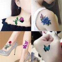 20/50Pcs Waterproof Temporary Tattoo Stickers Realistic Flower Butterfly Rose Pattern Sweatproof Body Art Decals Fashion Decor