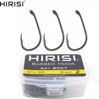 50Pcs Carp Fishing Barbed Hook High Carbon Steel Ring Eye Fishhook 8007 size 2468