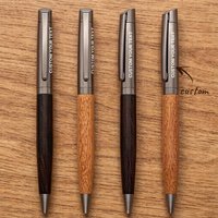 Customizable logo signature pen, metal wood-grain natural wood color rollerball gel pen