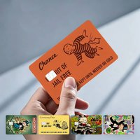 Alec M-Monopoly Game GetOutJail 4Pcs!Fade-Resistant, Wear-Resistant, Scratch-Resistant Bank Card Sticker (Debit Card)