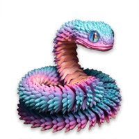 60cm 3D Printed Snake Realistic Snake Statue Movable Joint Fidget Toys Simulation Snake Year Desk Ornament Animal Model Gift