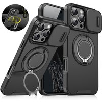 For Magsafe Magnetic Armor Case For iPhone 16 15 14 13 12 11 Pro Max Plus Ring Holder Slide Camera Protect Cover Funda Coque