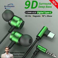 NEW 9D HIFI heavy bass gaming headset 3.5MM AUX/Type-C Digital Chip magnetic music earbuds in-ear headphones For Samsung/iPhone