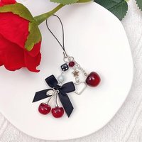 Phone Charms Strap Cute Cherry CellPhone StrapsAesthetic Pink Red Black BlueCherry Phone Chainfor Camera Keychain Bag Pendant De