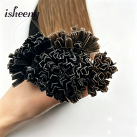 isheeny 12" 16" 20" Fusion K Tip Human Hair Extension Hot Keratin Tip Pre Bonded Hair 50pcs 30g V Tip Hair