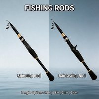 Retractable Lure Fishing Rod Portable Spinning Baitcasting Rods HM Power Glass Fiber Rod for Multi-Water Fishing
