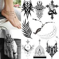 1 Sheet Crescent Moth Cross Temporary Tattoos For Hands Neck Instep, Fake Tattoo Sticker Waterproof Long Lasting Realistic Tatoo