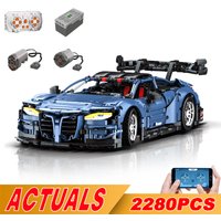2280Pcs Technical Car Building Blocks Remote Control Moter Power M4 Super Sports Car Bricks Thunderr Car Model Toys Kids Gifts