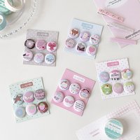 6pcs/set 25mm Cute Cartoon Badge Brooch Pin for DIY Journal Bag Decoration Kawaii Oshi Collectible Pin Student Craft Accessory