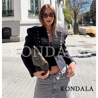 KONDALA Women Vintage Slim Jacket 2026 Spring New Trends Elegant Napoleon Jackets Ladies High Street Chic Shoulder Padded Jacket
