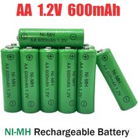 AA 600mAh NiMH Rechargeable Battery 1.2V Suitable for Remote Control Shaver MP3 LED Camera Light Toy Replacement Lithium Battery