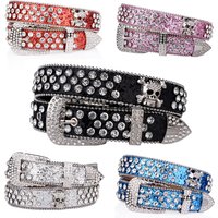 Ceinture tête de mort en biscuits pour femme, ceinture punk, décalcomanie brillante, 48/2000