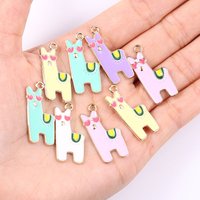 10Pcs/Lot Mixed Style Enamel Cartoon Desert Alpaca Pendant for Earrings Bracelet DIY Jewellery Making Animal Charm Jewellery Set