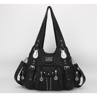 Angel kiss Women Handbags Black Vintage Shoulder Bags Fashion PU Handbag Female Satchel Big-capacity Shoulder Purse Bag Feminina