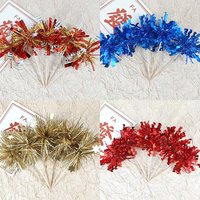 5/20pcs Foil Firework Cupcake Toppers Sparkle Tinsel Cake Decoration Cocktail Picks Birthday Wedding Graduation Party Supplies
