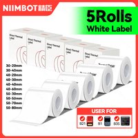 5 Rolls 30-50mm Thermal label Paper Rolls White Color Waterproof for Niimbot B1 B21 B203 B3S Label Printer Barcode Name Printing