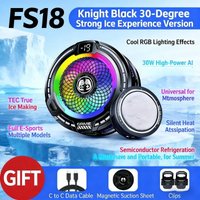 FS18 Mobile Phone Cooler 30W AI Smart Temperature Control TEC Semiconductor Cooling Fan Radiator with RGB Light for IOS Android