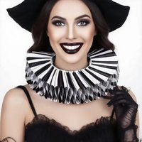 Clown exaggerated Raf's fake collar European and American men and women black and white striped collar scarf photography props