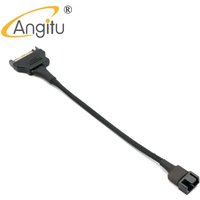 Angitu 12V Sata to 1x3Pin/4Pin Fan/PWM Power Cable SATA 15pin Male to Fan 3Pin/4Pin Power Adapter