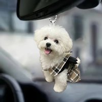2D flat acrylic cute puppy holiday gift pendant cross-border car interior rearview mirror decoration pendant backpack pendant