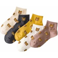 New Women's Fashion Summer Cute Cartoon Bear Short Ankle Socks Girls' Animal Breathable Sokken Dropship