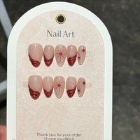 10Pcs Red French Handmade Press on Nails Short Almond Fake Nails Wearable Stick-on Nails False Nail Накладные Ногти 네일팁 Uñas