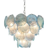 Art Handmade Glass Ice Blue Chandeliers Modern Villa Design Idea Vintage Home Deco Hanging Lamps for Ceiling Living Room Lustre