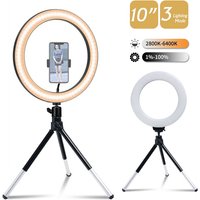 LED Ring Light Photography Adjustable Lighting Phone Ringlight With 20cm Tripod Stand USB Round Fill Lamp For Phone Video Live