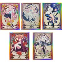 60PCS Anime Holographic Card Sleeves Hoshino Mika Yuuka Aru Hina Card Protector Shinny Cover for MTG/OCG Standard Size 67x92mm
