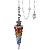 Orgonite Resin 7 Chakra Crystal Pendulum Natural Chip Black Obsidian Pendant for Divination Healing Pointed Pendulos X224