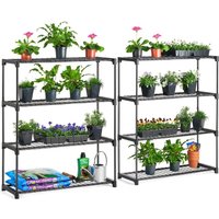 Greenhouse Staging 4 Tier Garden Shelving Plant Stand Rack Powder Coated Steel 107.5cm x 90cm x 30cm Double Pack