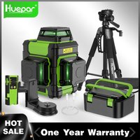 Huepar 3D 12 Lines Cross Line Laser Level Self Leveling Outdoor Green Beam Alignment Tool with Li-ion Battery & Hard Carry Case