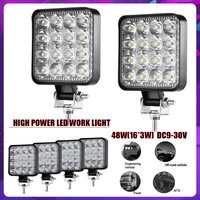 12V/9-30V Led Work Light Square Spotlight/floodlight 48W/126W Car Headlight For Truck Off Road SUV Night Driving Light Fog Lamp