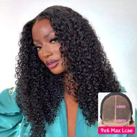 Kinky Curly Lace Front Wig Wear And Go Pre Bleached Knots 6x9 Curly Glueless Wig Human Hair Pre Cut PrePlucked ISEE Hair Wig