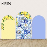 Lemon 2-Sided Arch Backdrop Cover Wedding Photography Backdrop Blue And White Porcelain Mediterranean Pattern