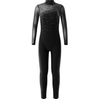 Girls Artistic Gymnastics One-piece Suit Children Long Sleeve Rhinestone Full Body Unitard Ballet Bodysuit Jumpsuits Dancewear