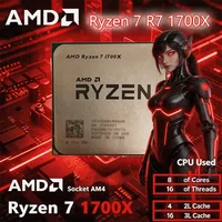 AMD Ryzen 7 1700X CPU R7 1700X 3.4GHZ--3.8GHZ 8-core 16-threads L3=16M Socket AM4 CPU Processor Gaming CPU Loose Pie
