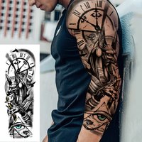 Large Full Arm Sleeve Waterproof Temporary Tattoo Sticker Anubis Ancient Egypt Greece Zeus Eye Fake Tatoo Body Art Men Women