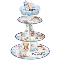 3-Tier Bear Theme Cupcake Stand 'We Can Bearly Wait' Baby Shower Decoration Cupcake Holder for Gender Reveal Party Supplies